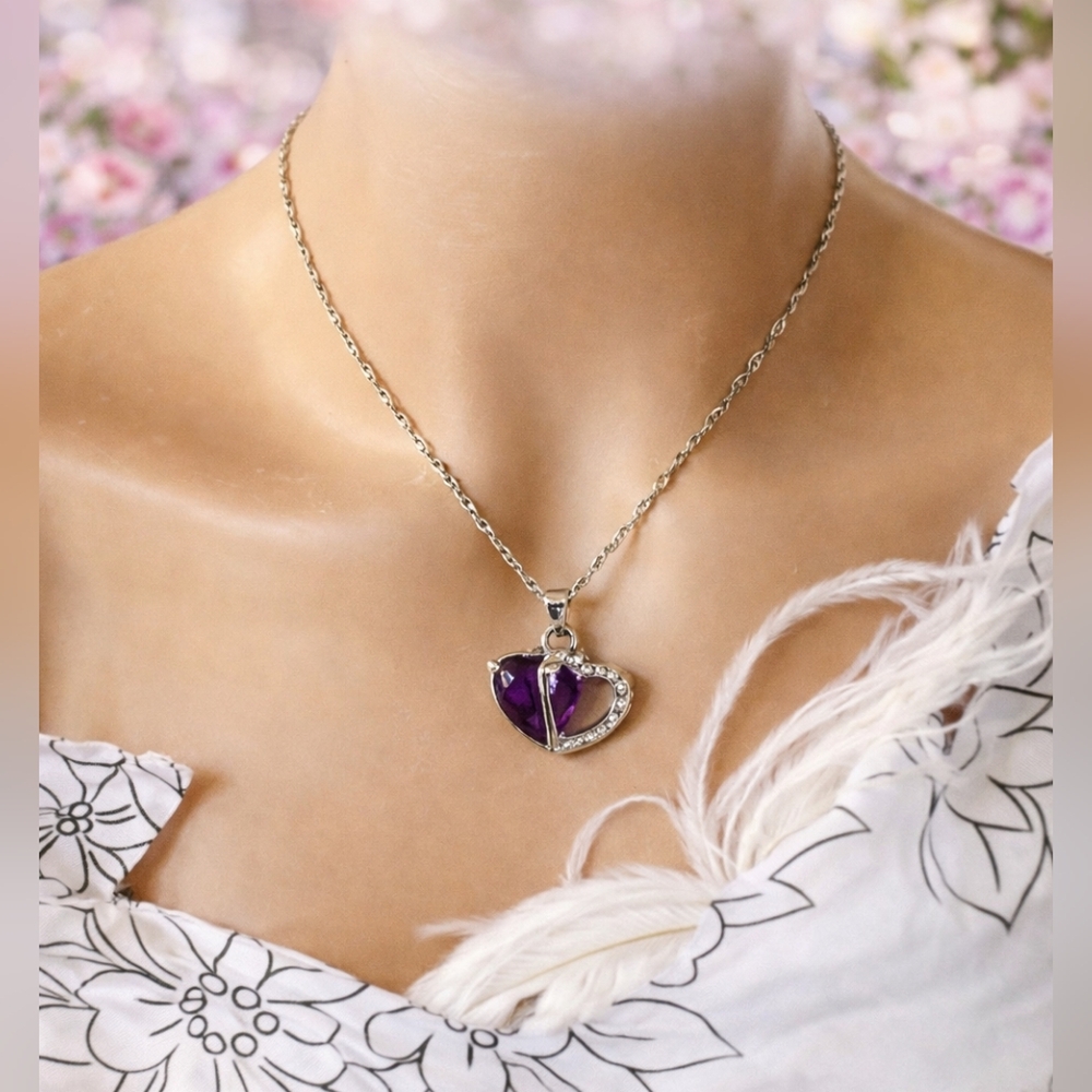 Elegant Silver Heart Pendant Necklace with Black Stone | Timeless Love Statement